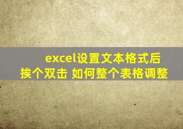 excel设置文本格式后挨个双击 如何整个表格调整